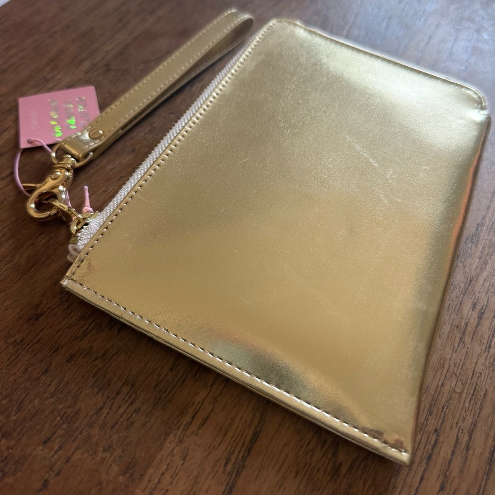 Gold Metallic Wristlet Travel Clutch